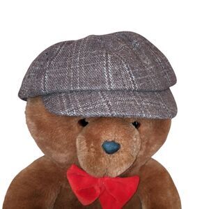 Brown Tweed Plaid Men's Newsboy Driver's Cap Hat